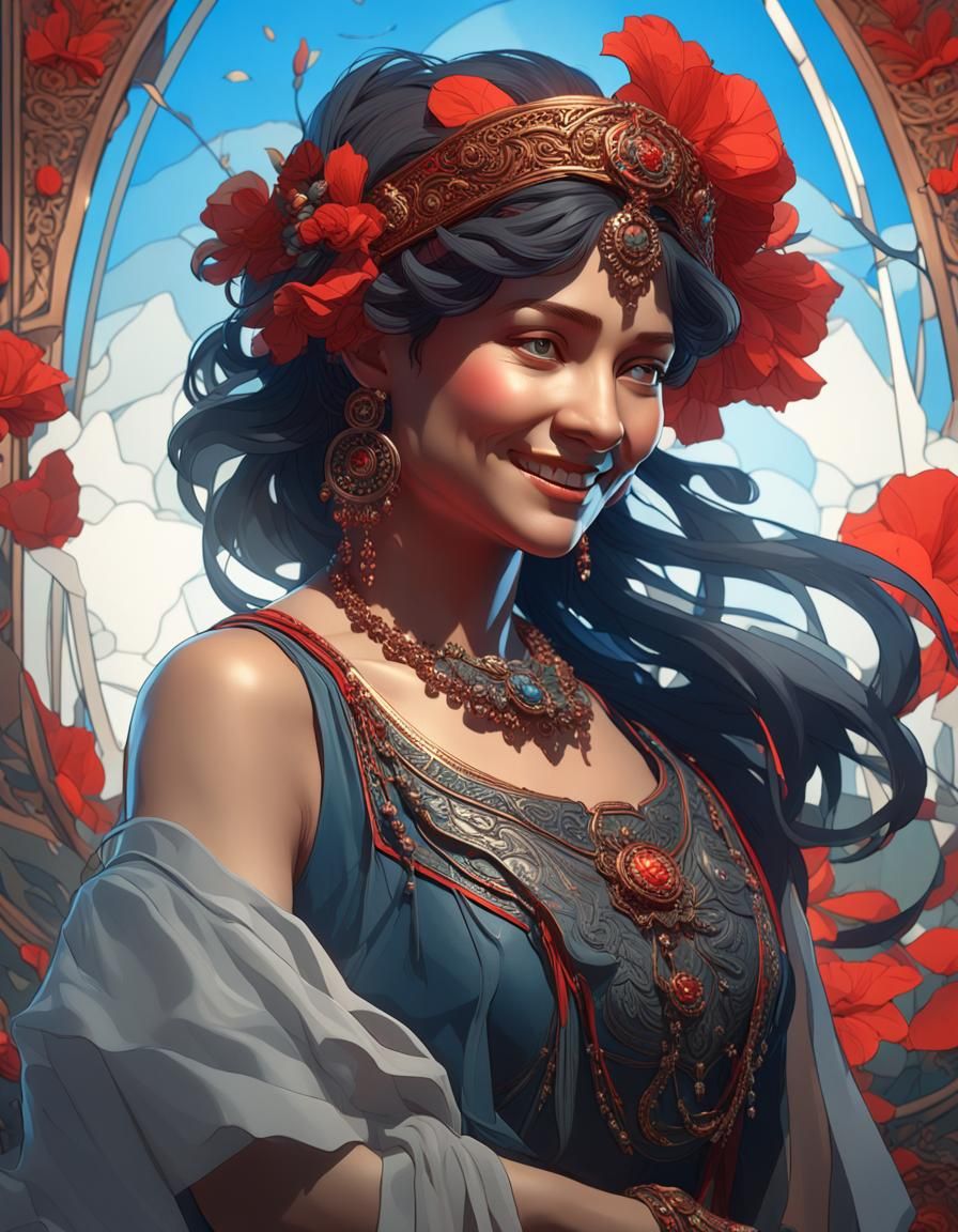 Detailed Athletic Figure in Art Nouveau Style