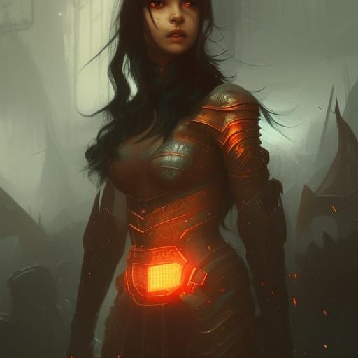 India Eisley in Dark Fantasy Armor, Digital Art