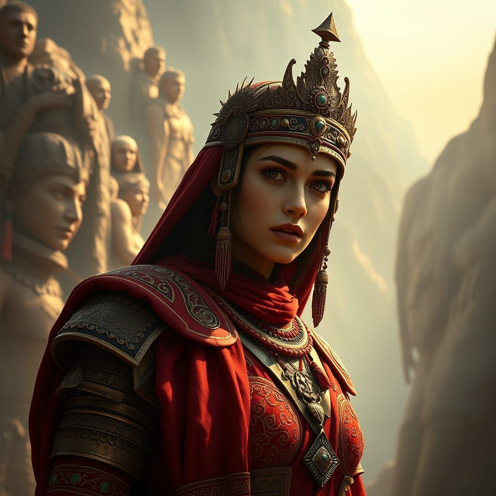 Regal Mesopotamian Warrior Elegance in Intricate Detail