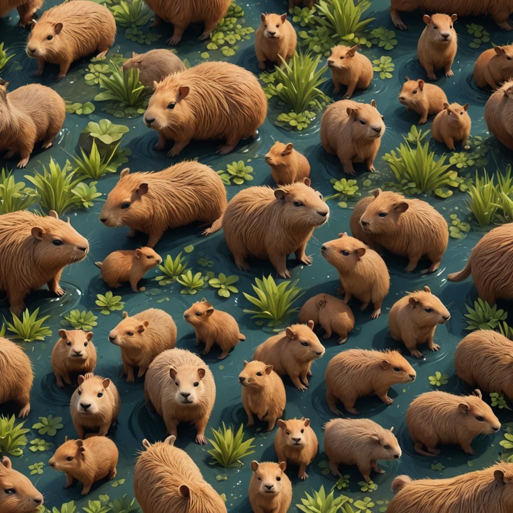 Cute Adorable Baby Capybara: Detailed Matte Painting