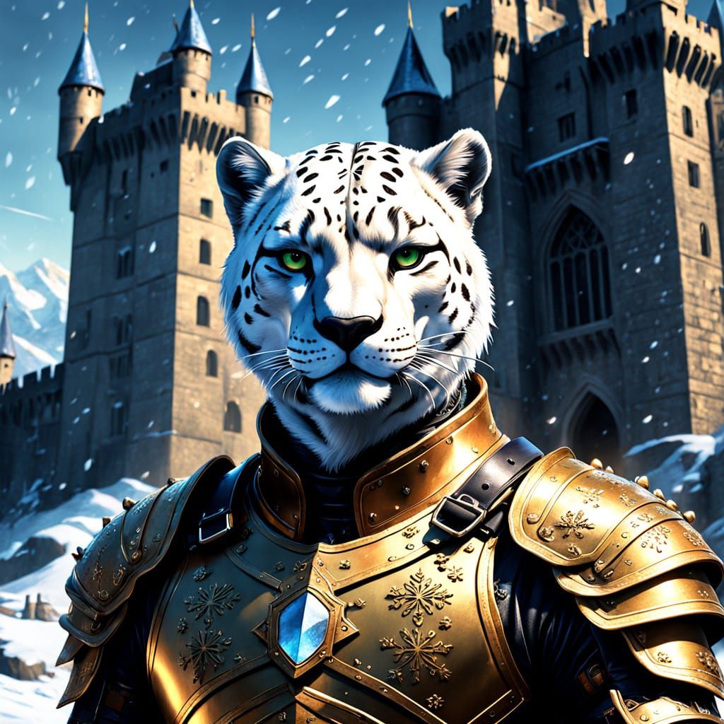 Snow Panther Warrior in Leather Armor Comic Art