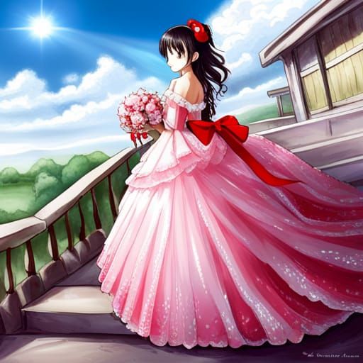 Anime Style Girl in Tulle Gown