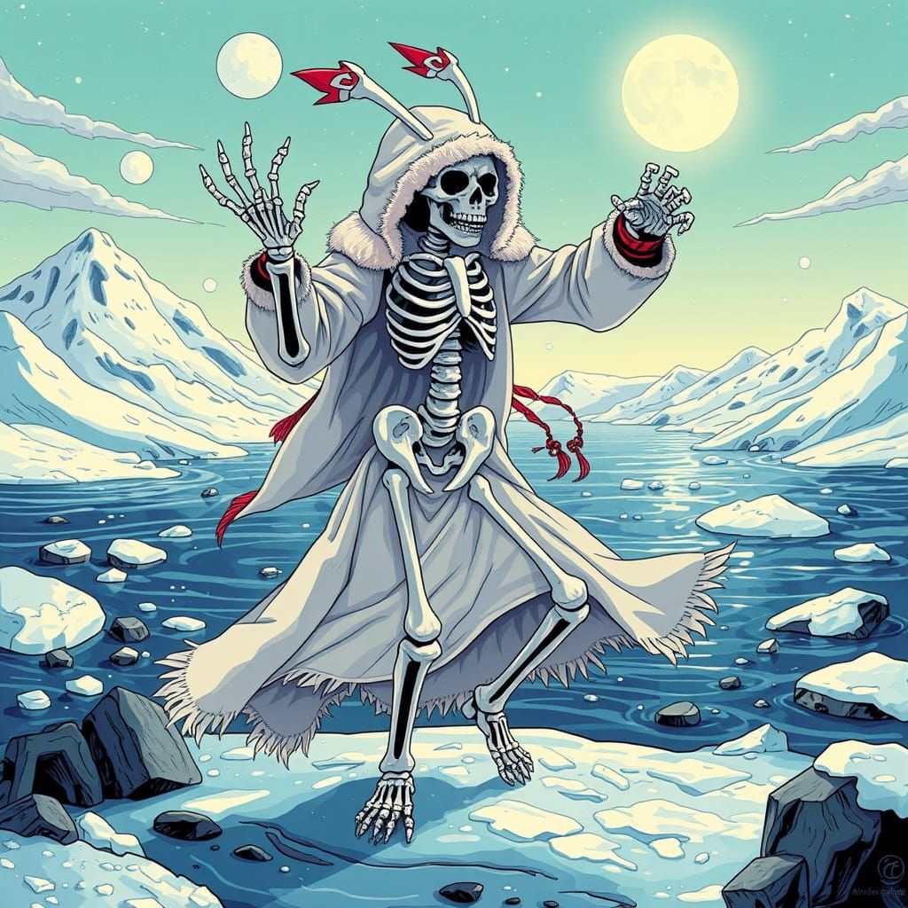 Ahkiyyini Skeleton Spirit Dances in an Alaskan Winter Landsc...