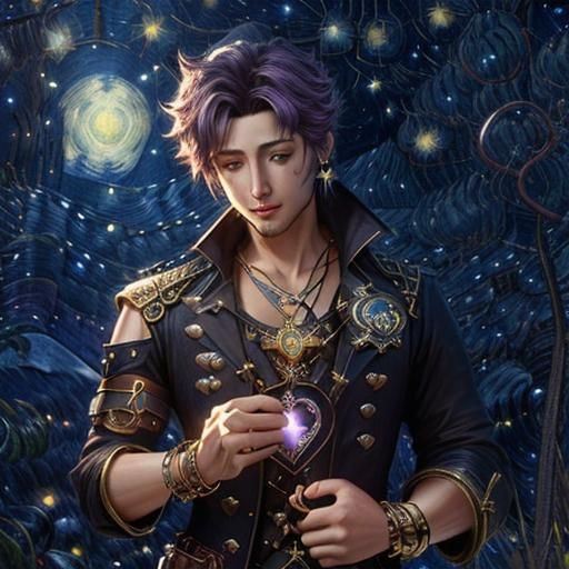 Fantasy Pirate with Heart Bracelet in Steampunk Style