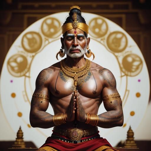 Indian Guru Praying in Temple Photography