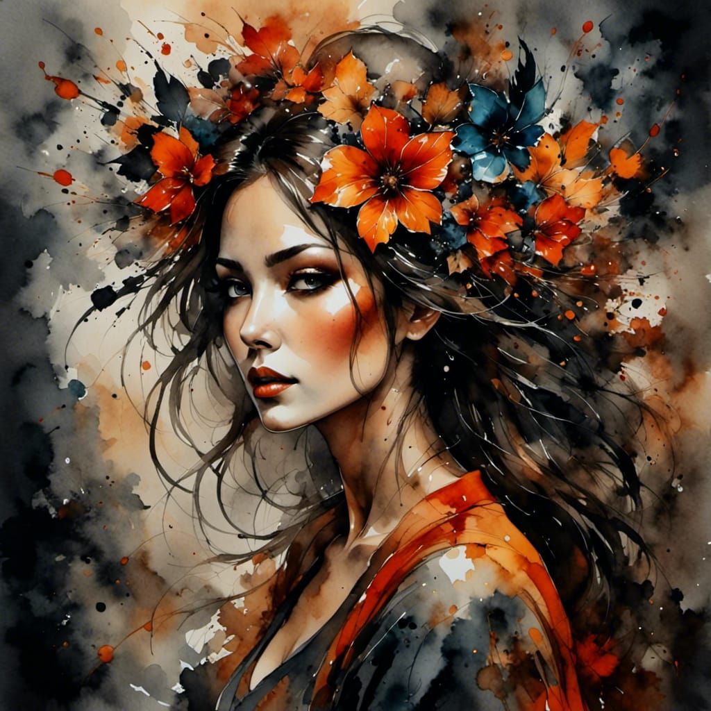 Abstract Water Ink Design with Chocolate Tones