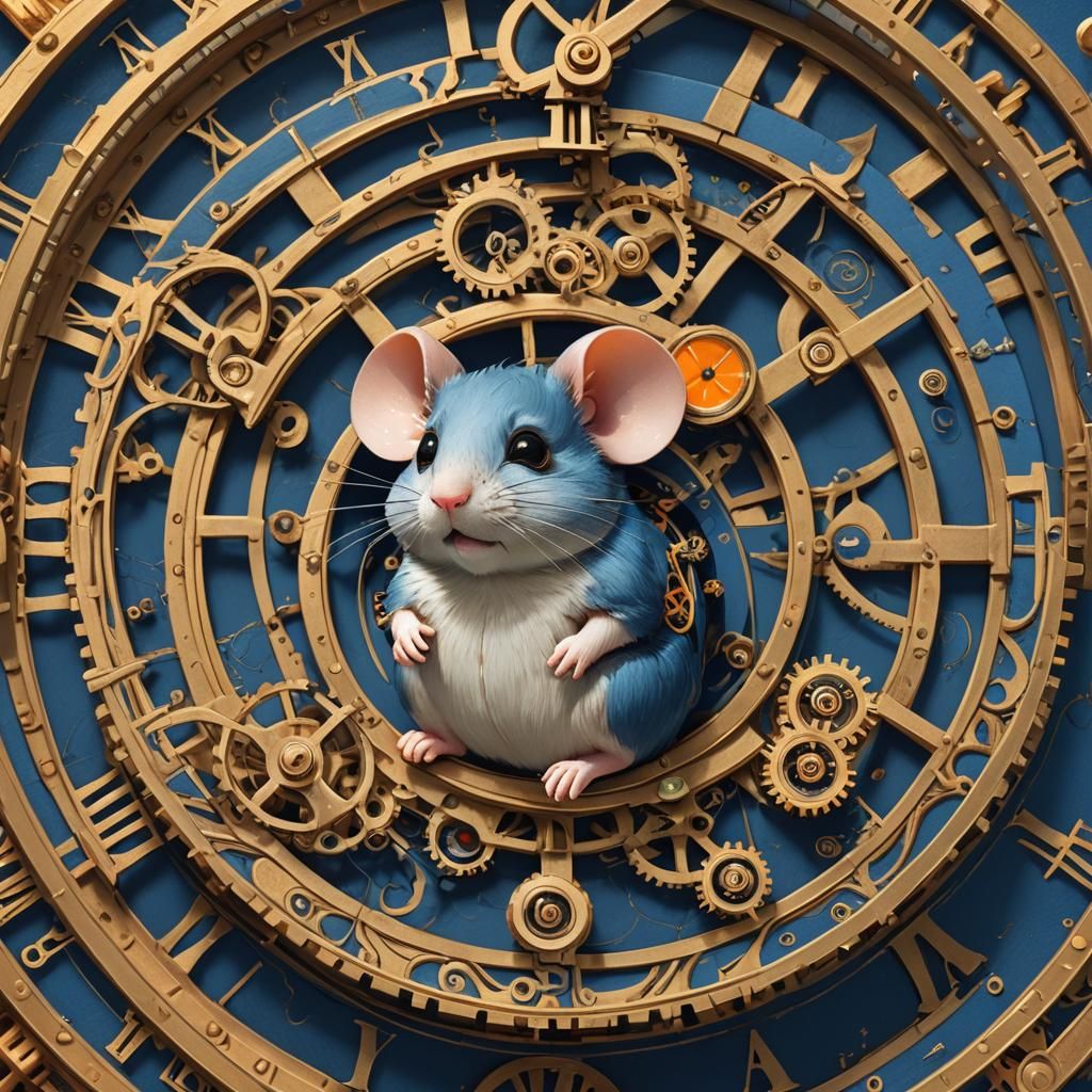 Mouse in Clock, Digital Matte Painting