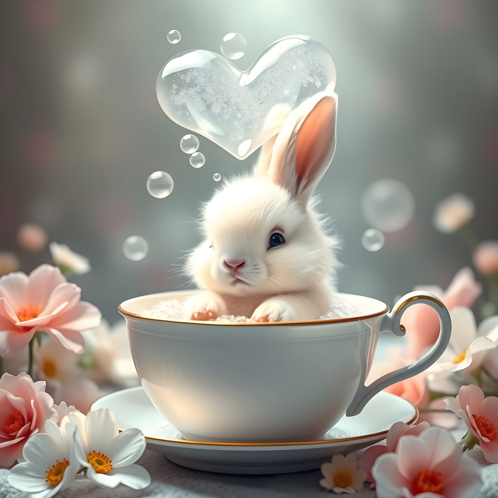 Whimsical Bunny Soaks in Pastel Paradise