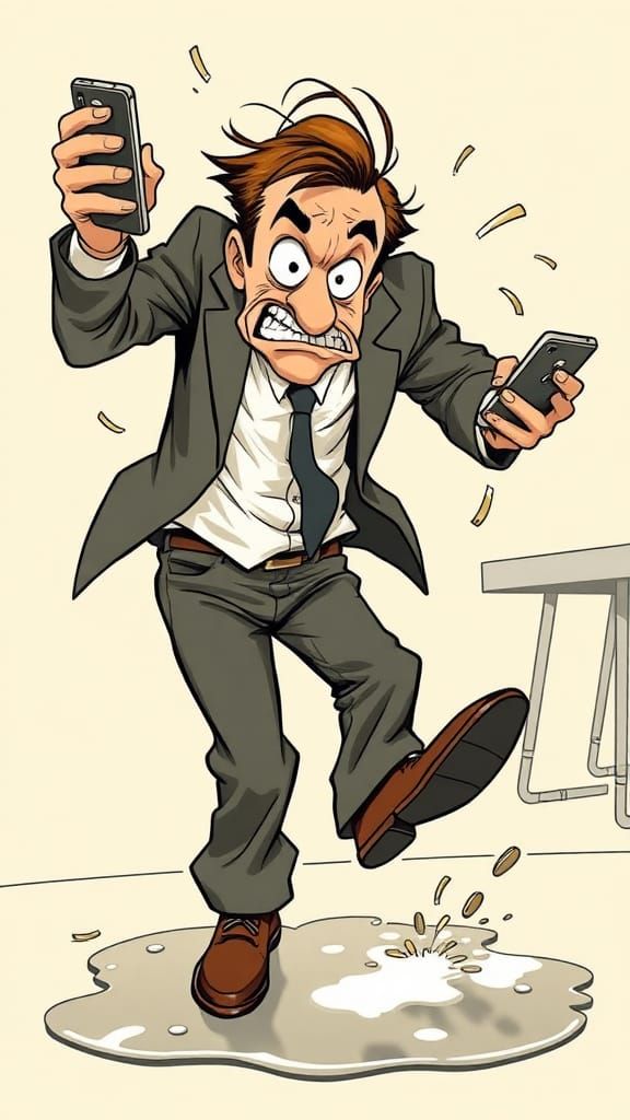 cartoon by Hergé of An over-caffeinated, wide-eyed customer ...