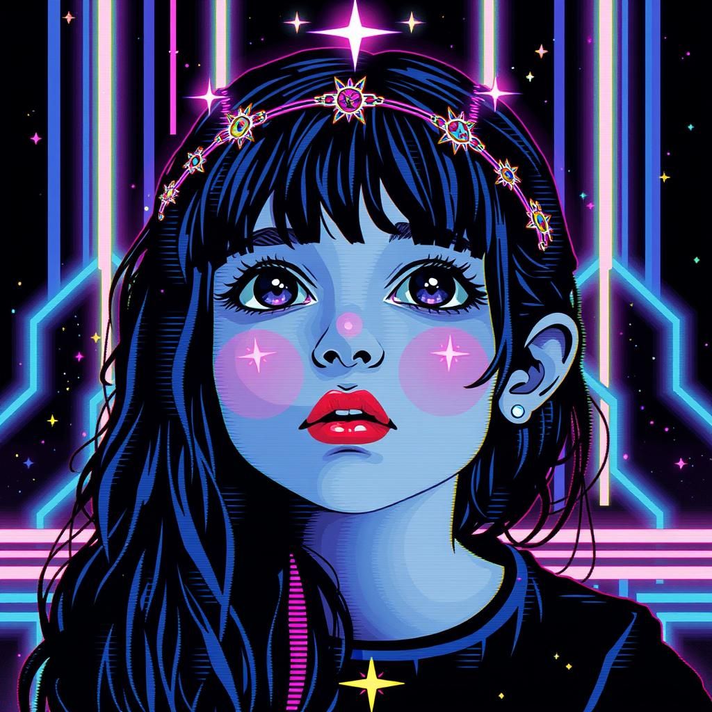 Little Girl in IndigoCore Glitch Art