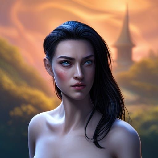 Hyperrealistic Snow White with Beard in Cottagecore Style