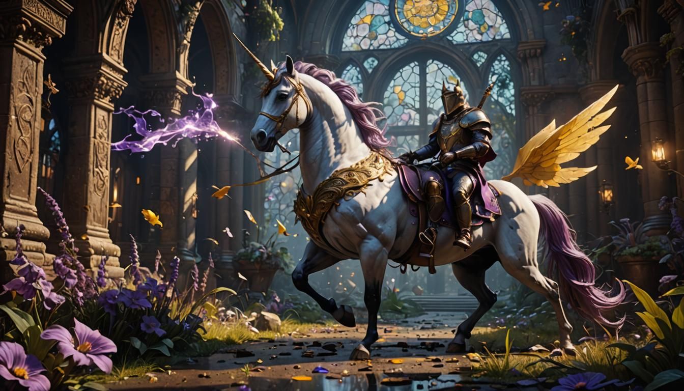 Unicorn Hunts Mouse: Dark Fantasy Concept Art