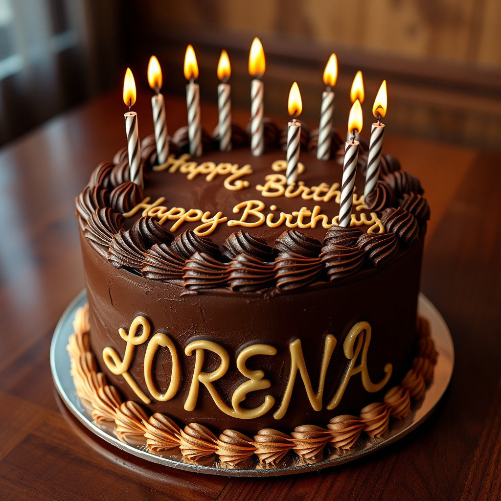 Chocolate Birthday Cake with Candles in Matte Painting Style