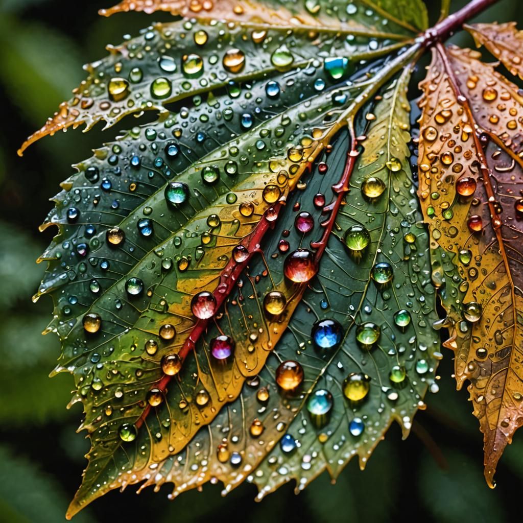 Water Droplet Reflecting Forest: Macro Photography