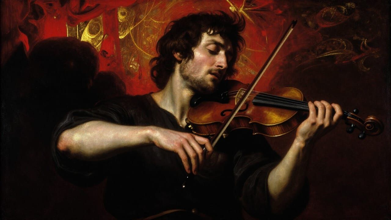 Passionate Violinist in Dramatic Renaissance Style
