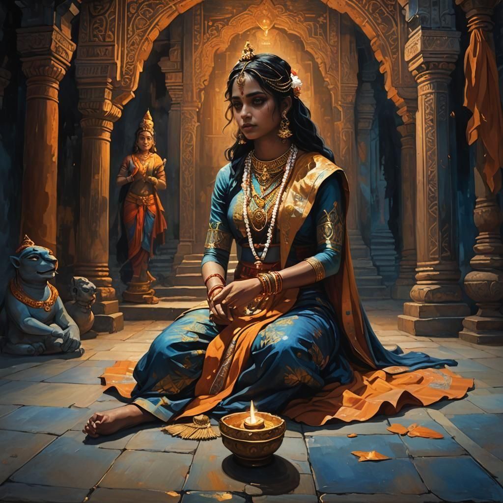 Girl Seeking Answers in Detailed Matte Painting