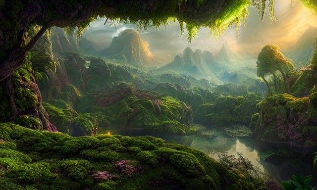 Lush Fantasycore Vista Render in Matte Painting Style