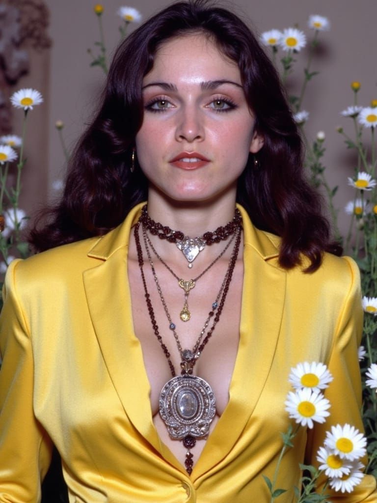 Surreal 1960s Hippie Goddess Amidst Daisies