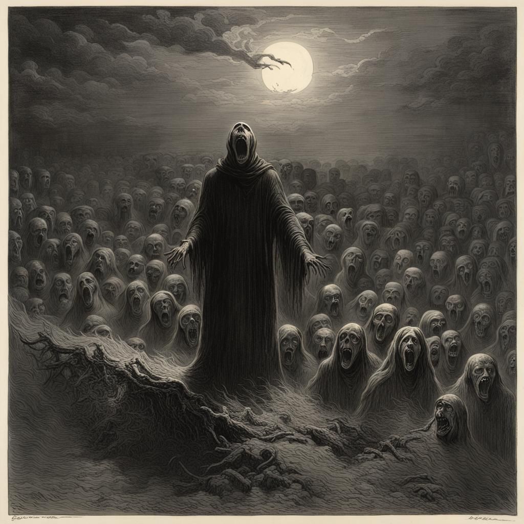 Screaming Figure in Dark Gothic Horror Style