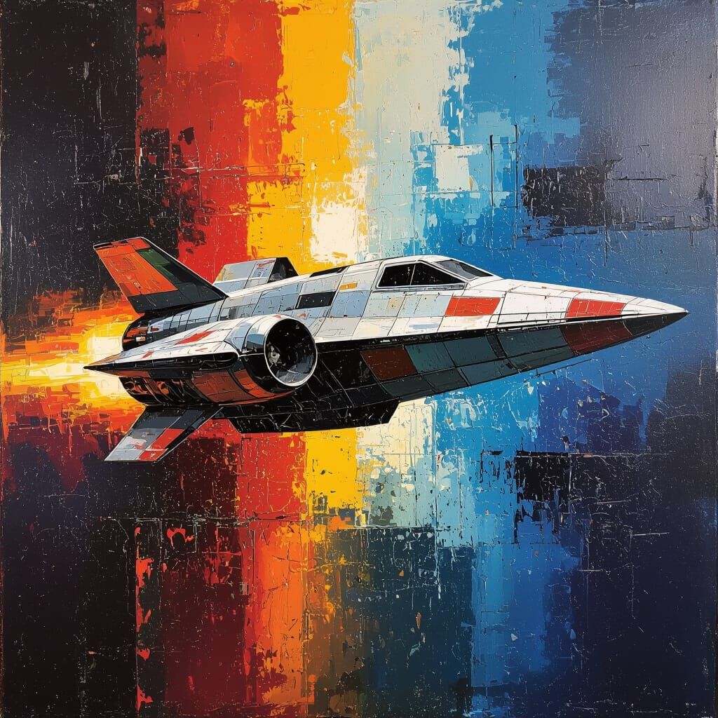 Galactic Spaceship in Impasto Style