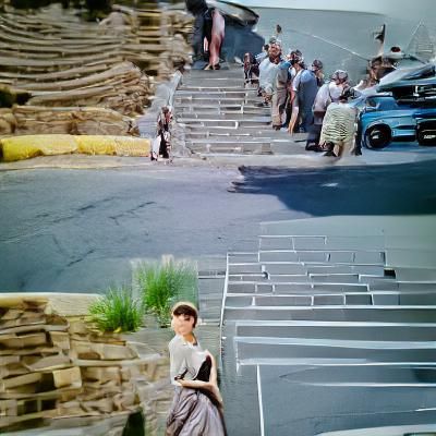 Audrey Hepburn on Stone Stairs in 8K 3D