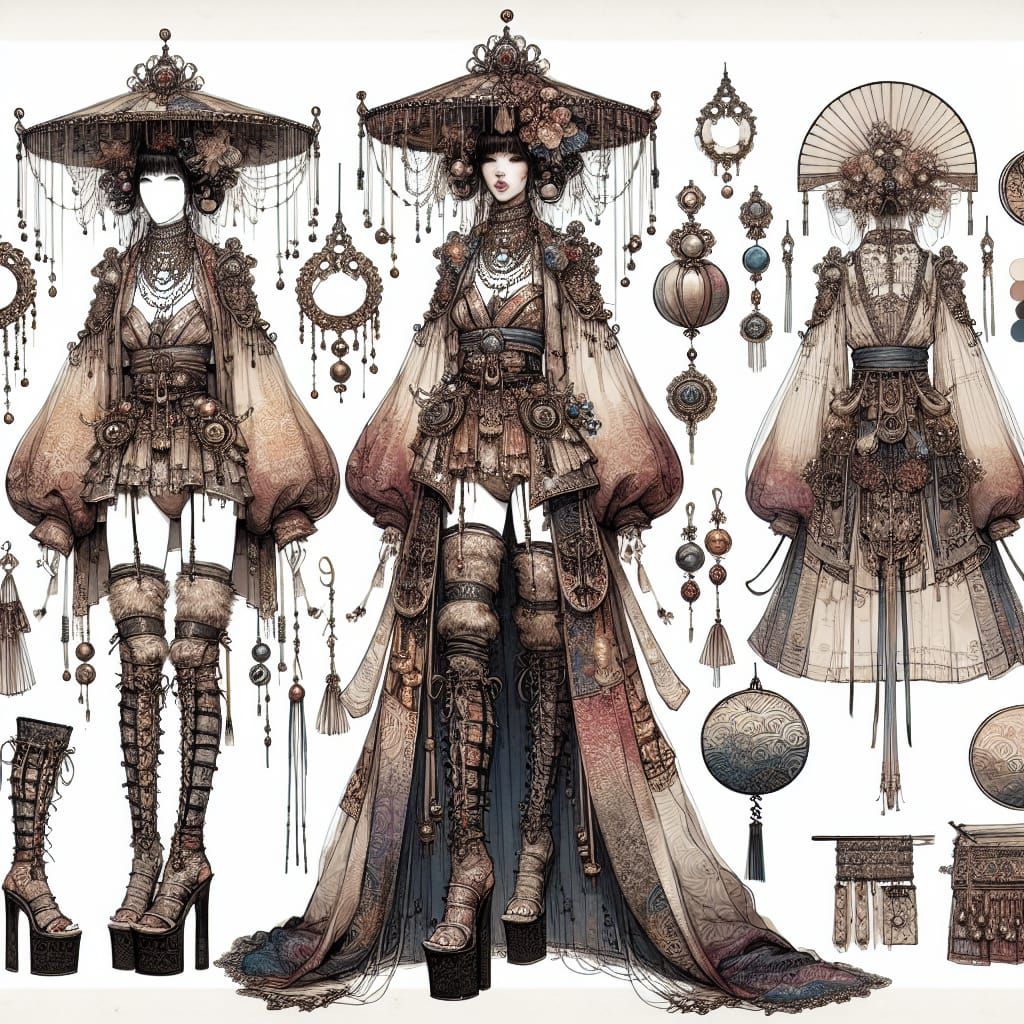 Mongolian-Korean Fusion Fashion with Medieval Elements