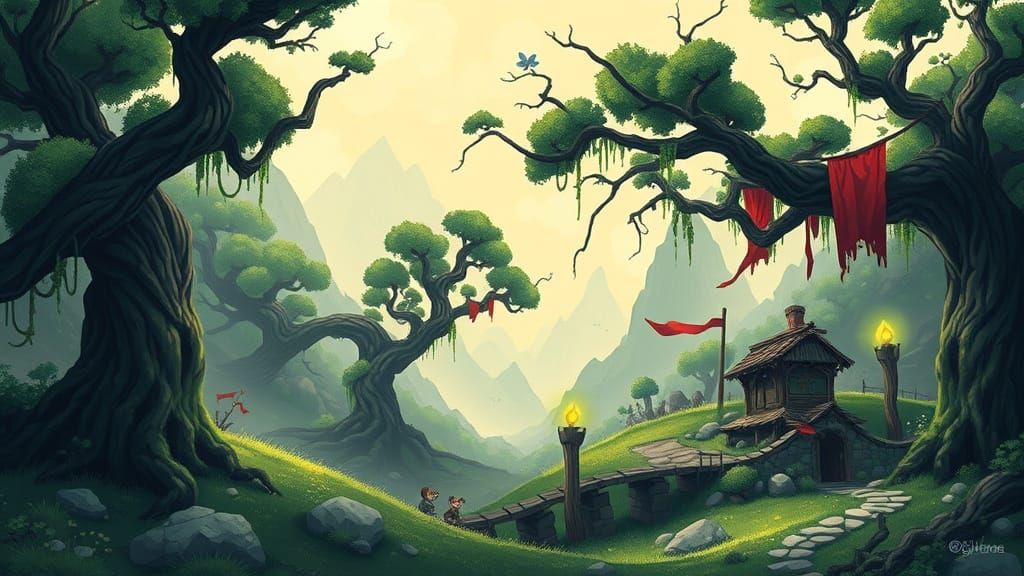 Enchanted Forest Dreamscape in Whimsical Fantasy Style