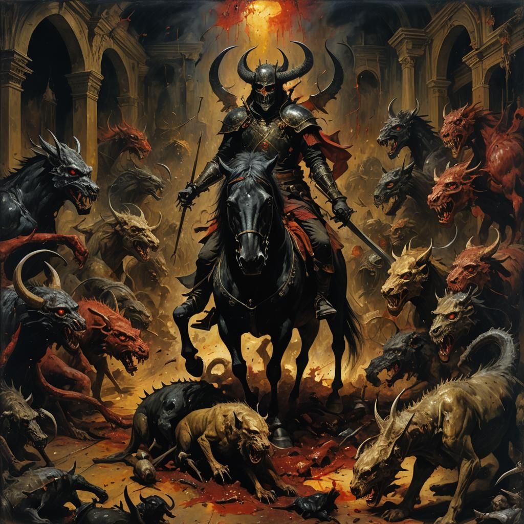 Dark Surrealism: Beasts and Riders in Golden Light