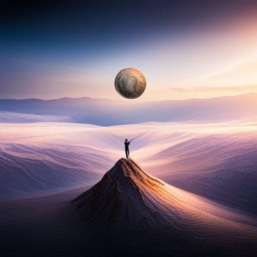 Coin Toss in Atmospheric Backdrop