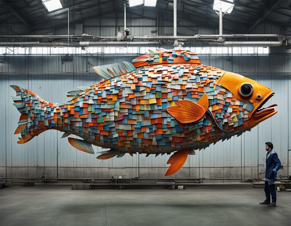 Surreal Factory Fish: A Mechanical Aquatic Creation