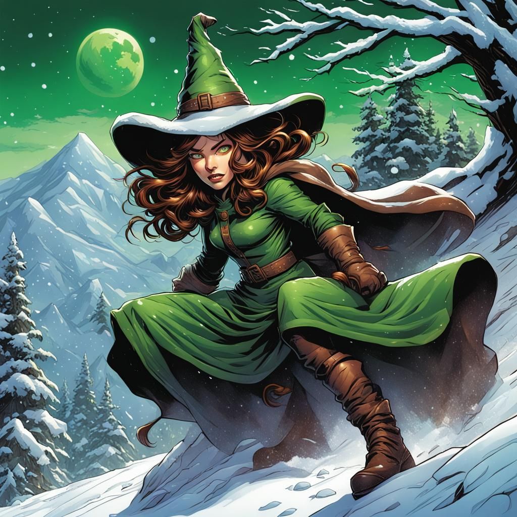 Snow Witch Portrait in Comic Book Art Style
