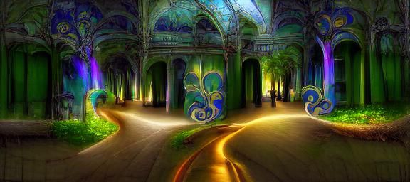 Fantasy Palace Path in Art Nouveau Style