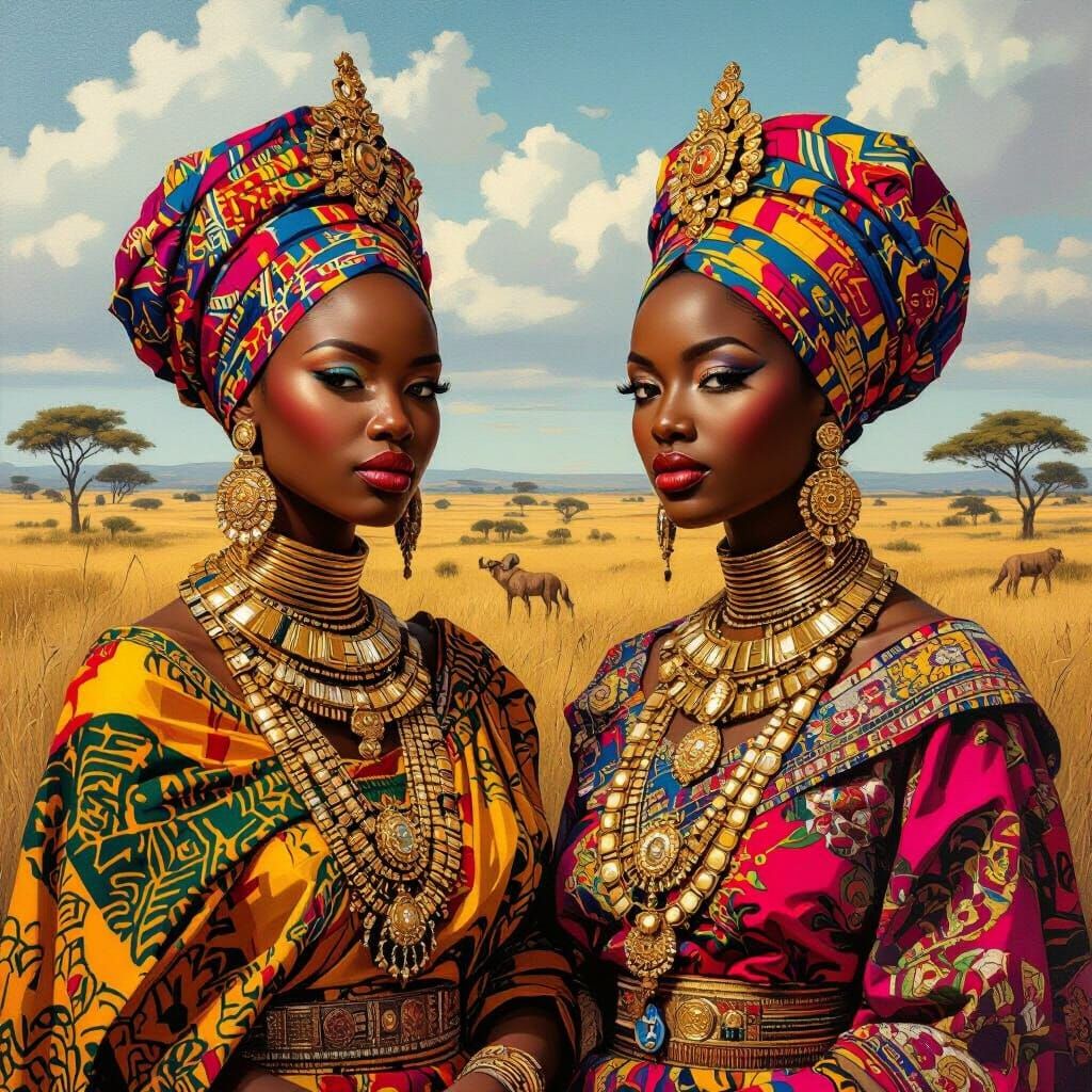 Regal African Queens in Vibrant Garments