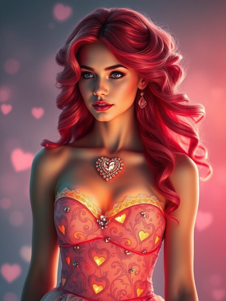 Ethereal Valentine Goddess with Radiant Love