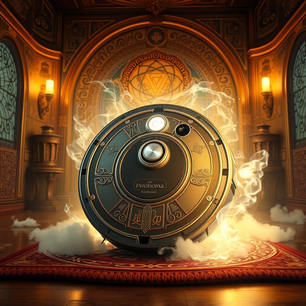 Vintage Fantasy Roomba Ad in Art Deco Style