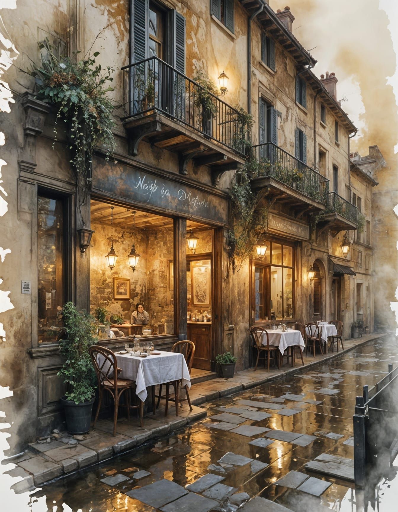 An Italian street cafe