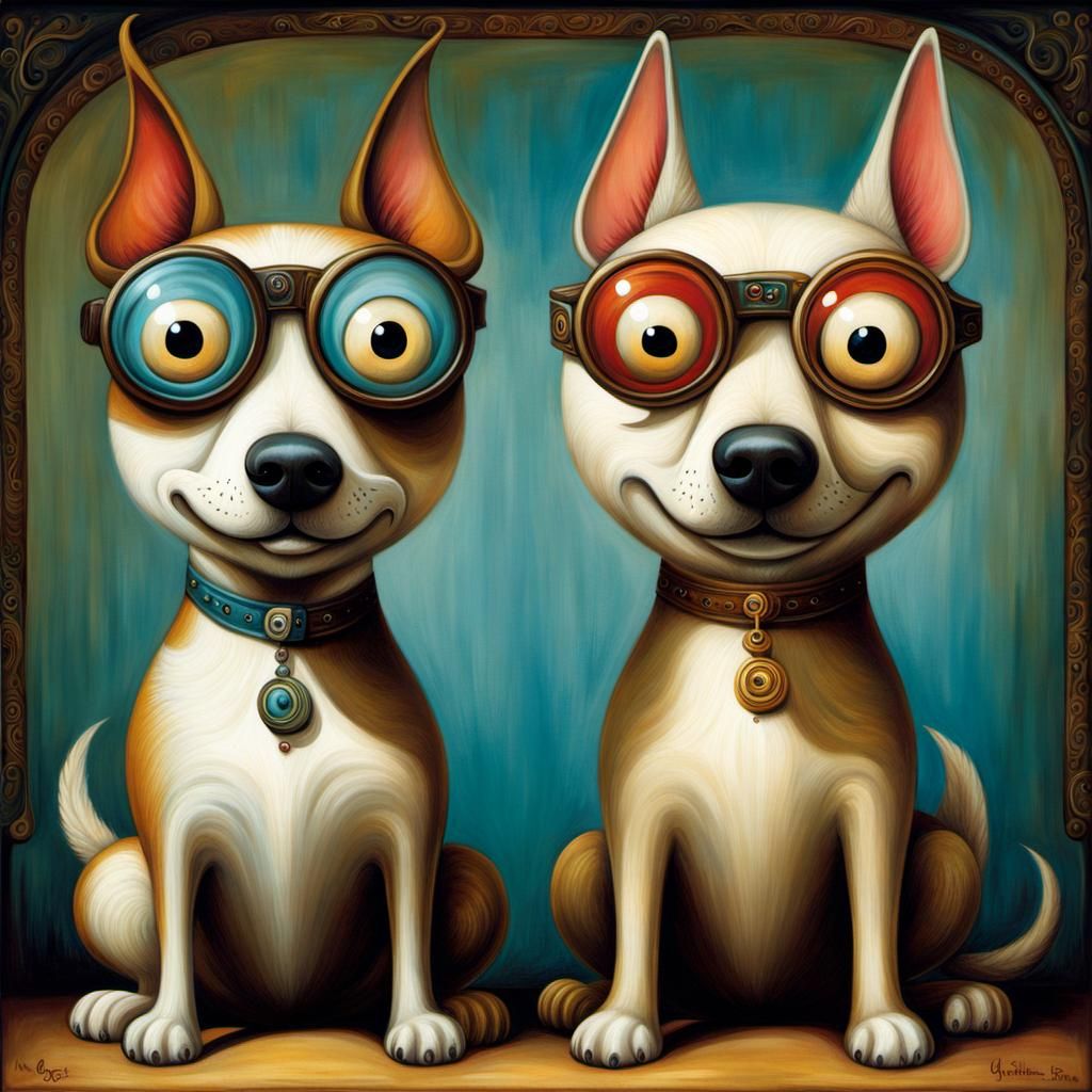 Dogs with googly eyes