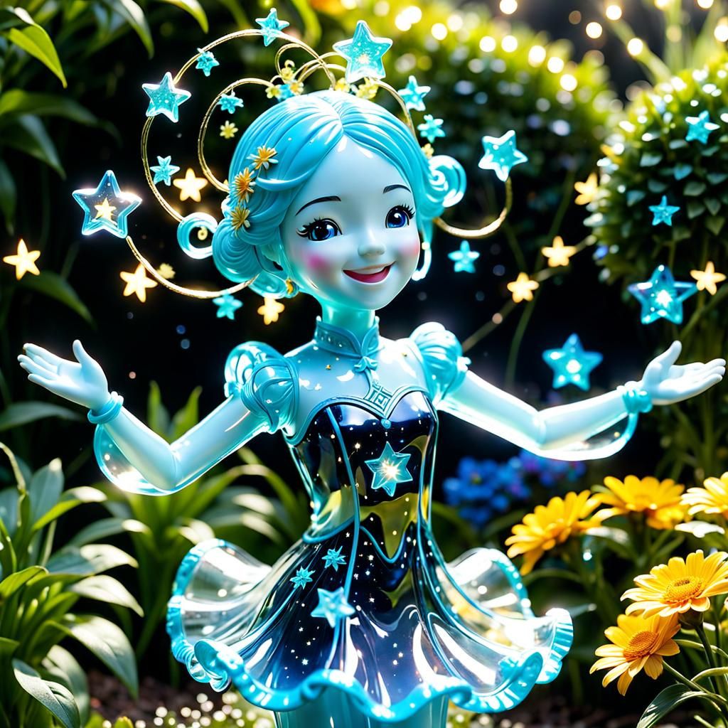 Baroque Slime Sculpture of Luminous China Doll