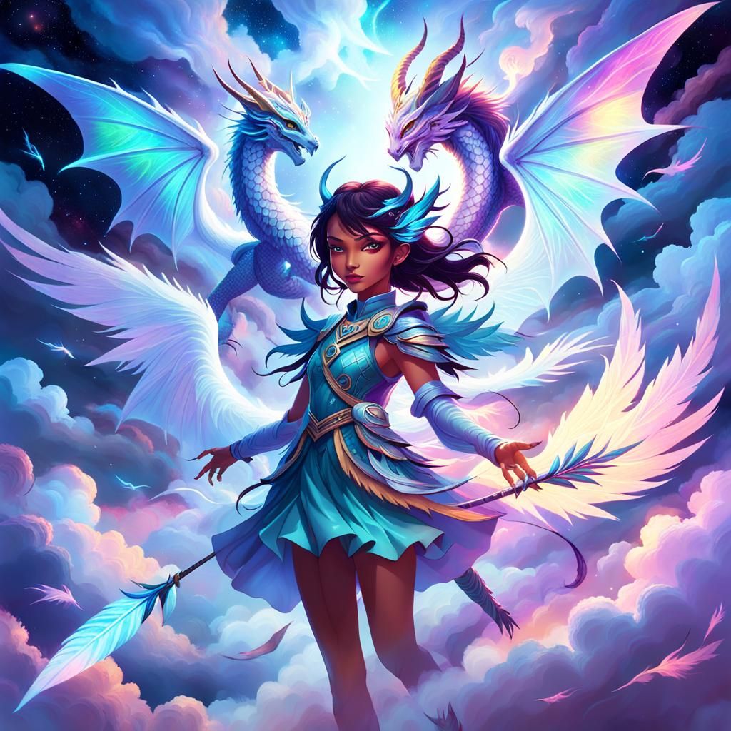 Dragon Girl Rescues Teens in Astral Cloudscape