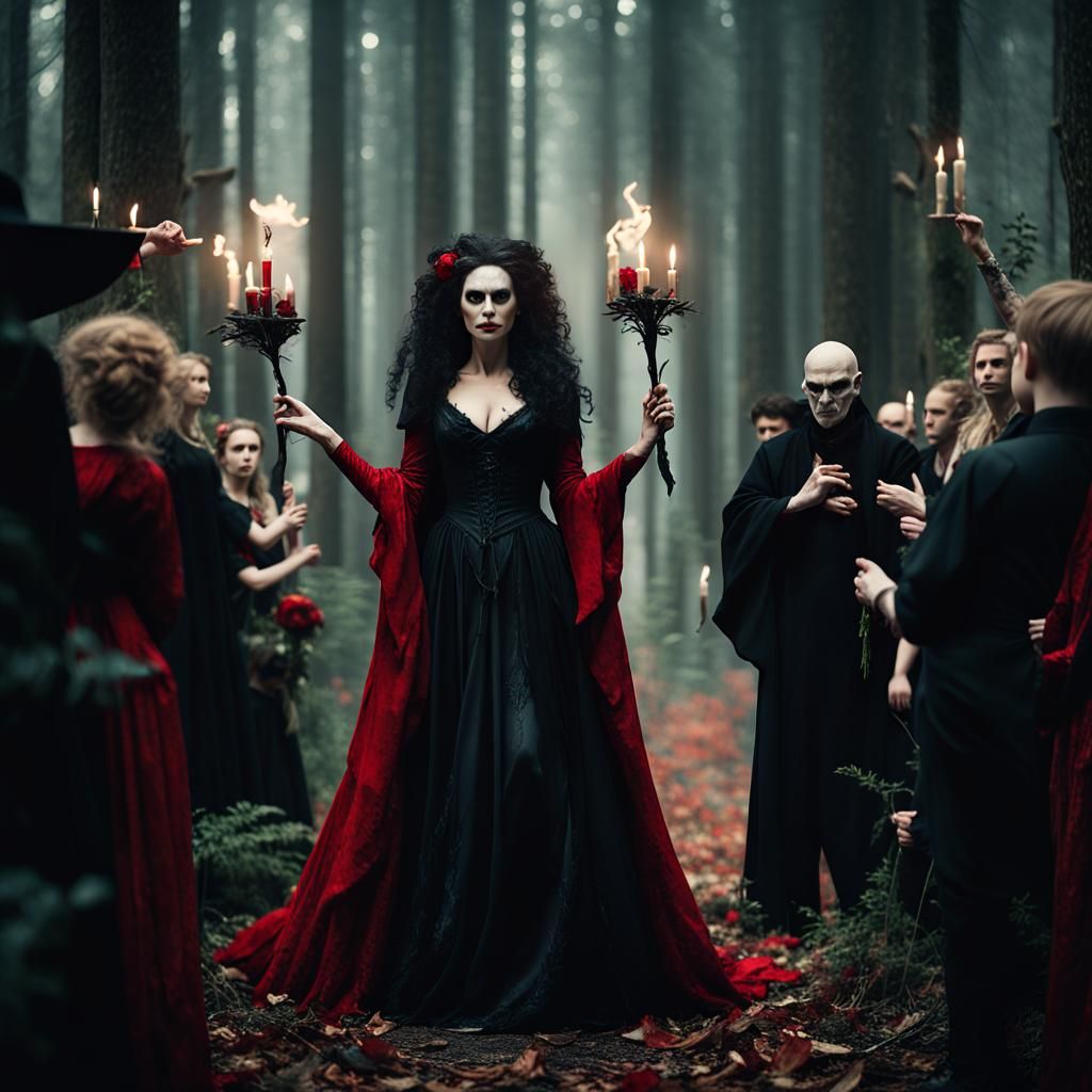 Dark Forest Wedding of a Witch: Fantasy Art