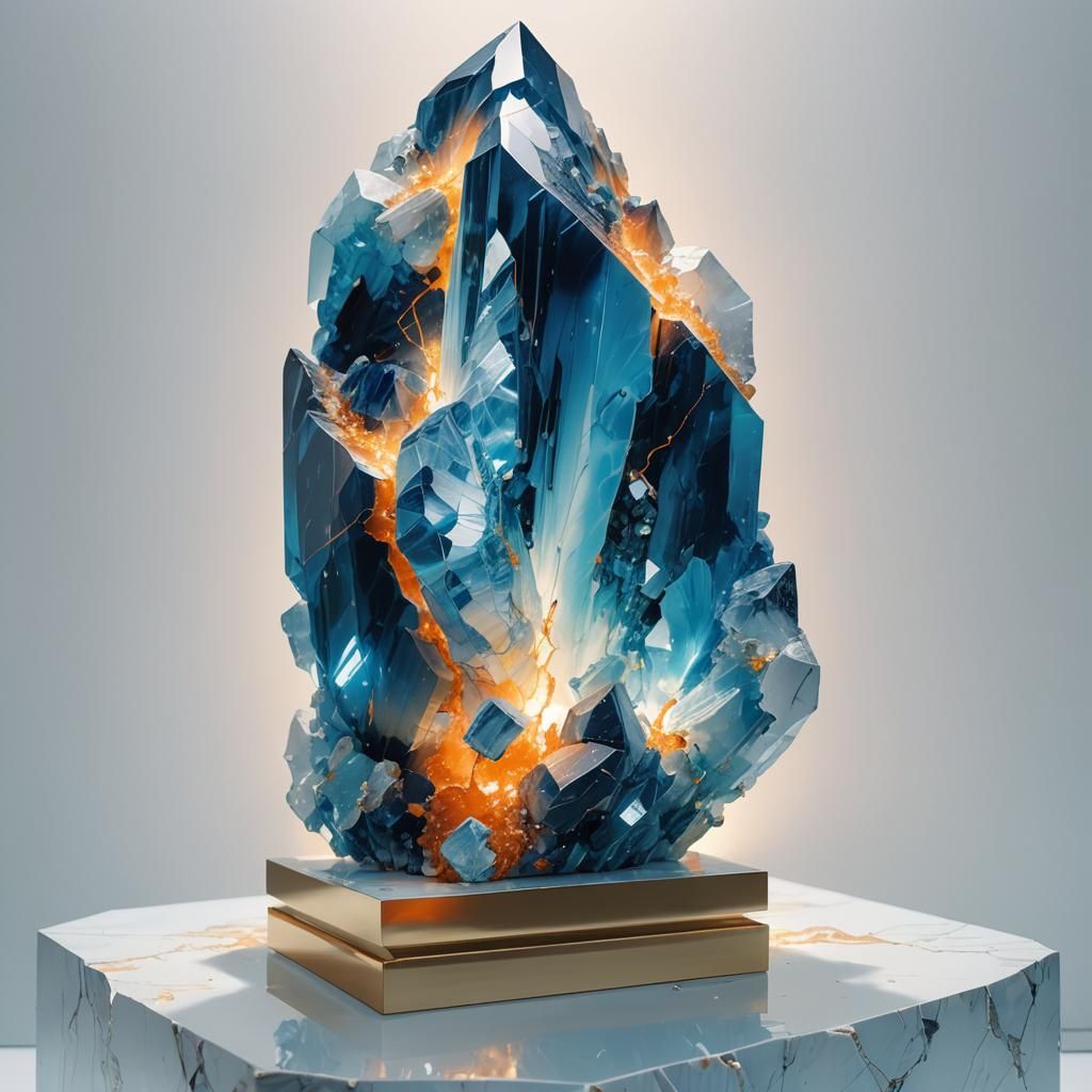 Glowing Blue Mineral in Anime Style