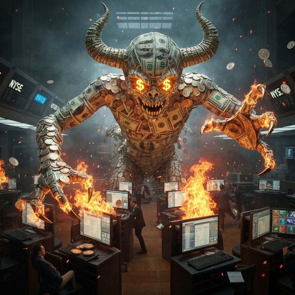 Demon of Finance Devastates NYSE in Fiery Collapse