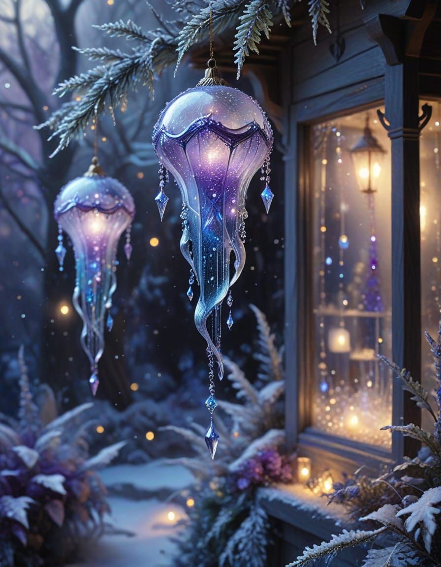 Glass Icicle Ornament with Fairy Lights - Ethereal Fantasy