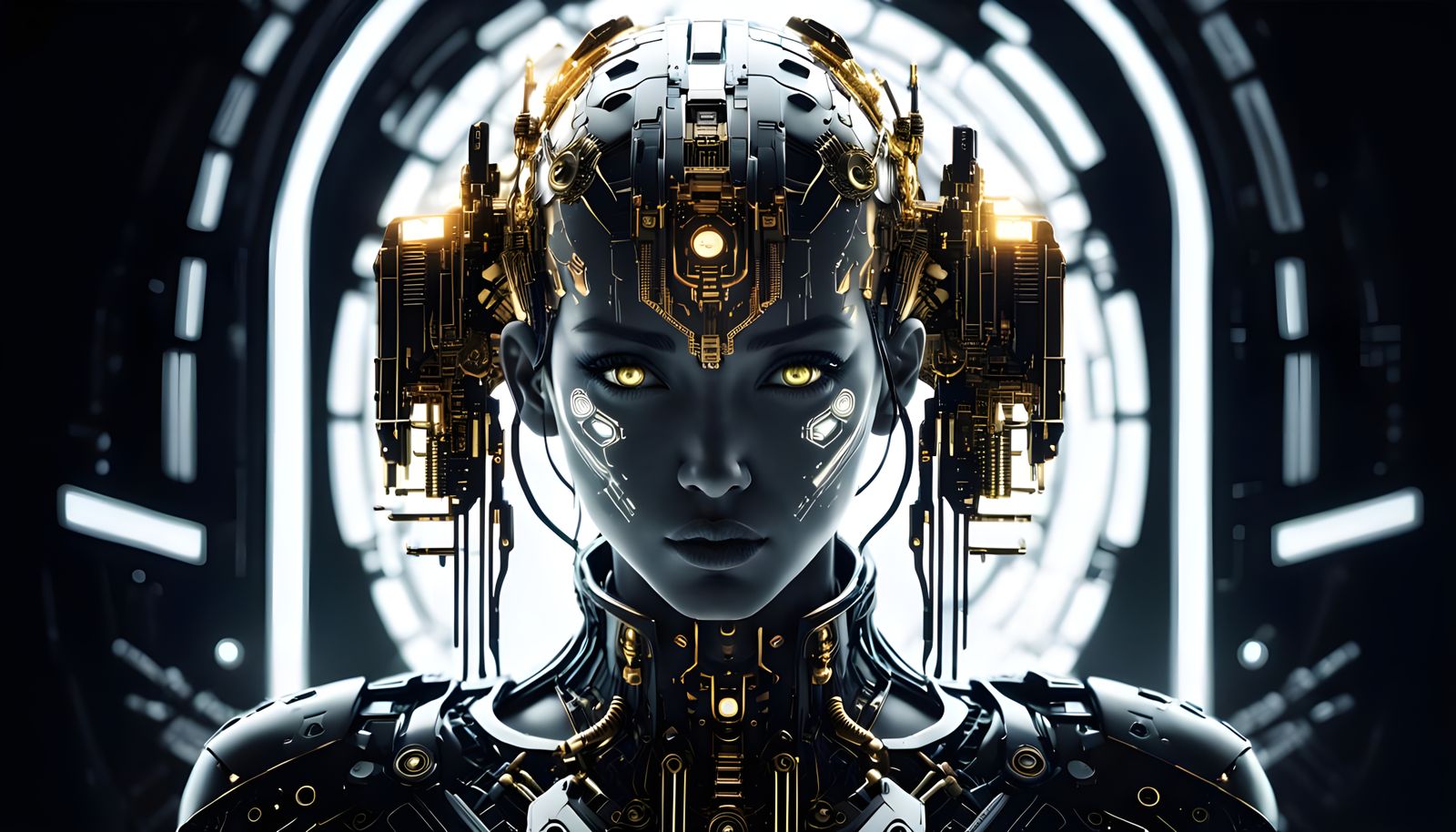 Cyberpunk Anime Woman with Bionic Implants