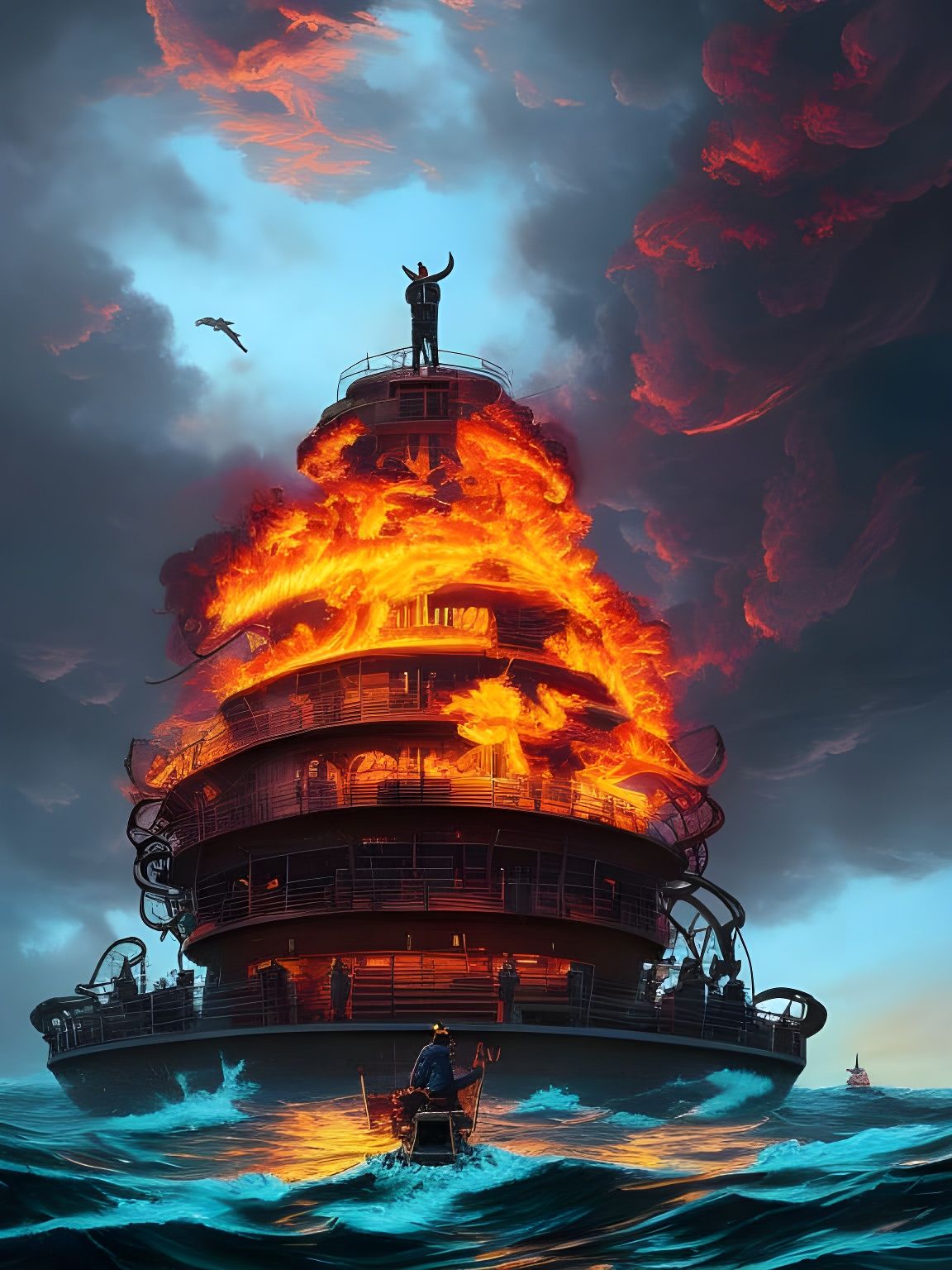 Infernal Steampunk Ocean Scene by Dan Mumford