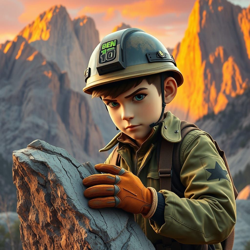 Hyper-Realistic Geologist in Sunset Landscape