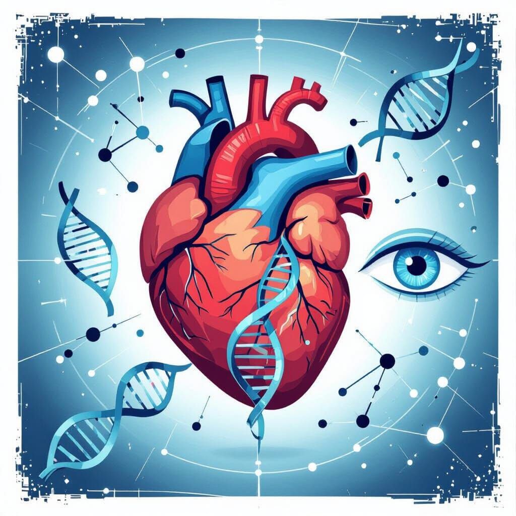 Medical Research Book Cover with Heart and DNA Illustration