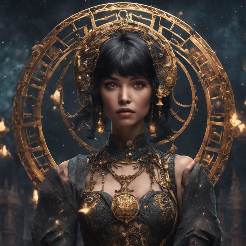 Libra Zodiac Sign Woman in Detailed Digital Painting