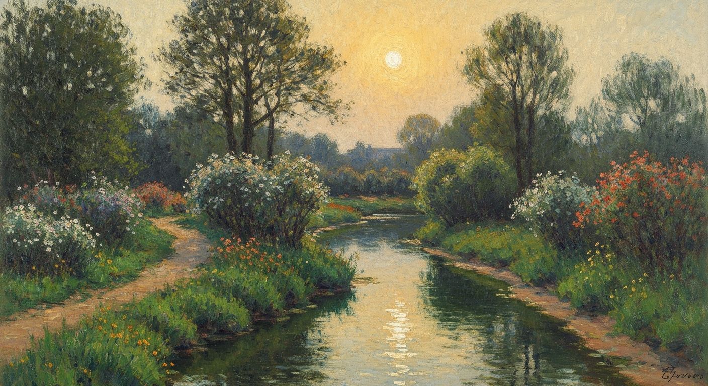 Impressionistic River Valley at Sunrise