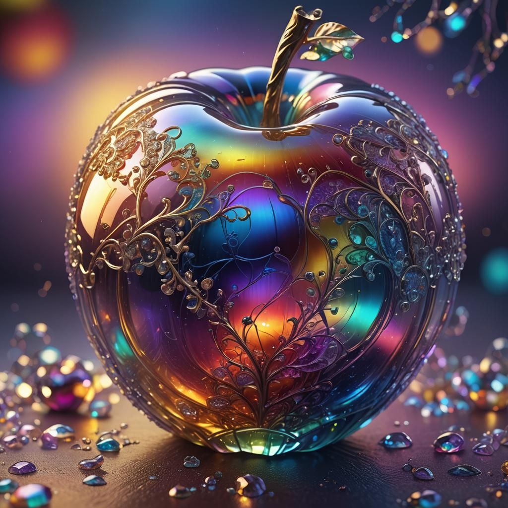 Rainbow Glass Apple: A Digital Matte Painting
